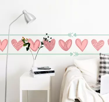 Sydämet seinän reunus tarra - Tenstickers