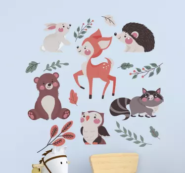 Syksyn metsäeläimet seinätarra lastenhuone - Tenstickers