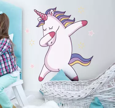 Tanssi hauska yksisarvinen kuva valokuvatapetti - Tenstickers