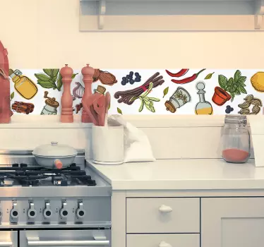 Teemalla keittiön reunan seinä tarra - Tenstickers