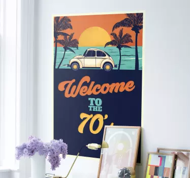 Tervetuloa 70-luvun tarraan vintage aiheiset seinätarrat - Tenstickers