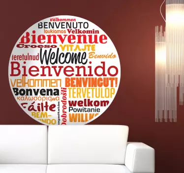Tervetuloa eri kielille seinätarra - Tenstickers