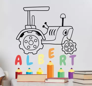 Traktori lyijykynän väreillä lastenhuoneen seinätarrat - Tenstickers