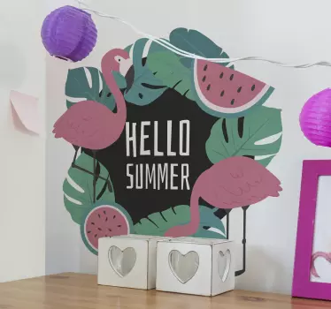 Trooppinen flamingo teema seinätarra - Tenstickers