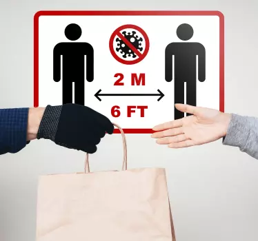 Turvallisen etäisyyden kyltti -tarra - Tenstickers