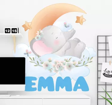 Uninen elefantti seinäkoriste lastenhuoneeseen - Tenstickers