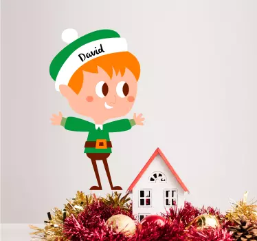 Muokattava nimi poika tonttu joulutarra - Tenstickers