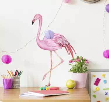Vaaleanpunainen flamingo vesiväri Ikkunatarra - Tenstickers