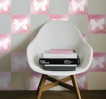 Vaaleanpunaiset perhoset Kaakelitarrat - Tenstickers