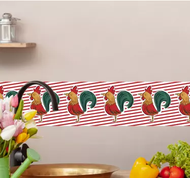 Värikäs kana kuvio koristereunus tarra - Tenstickers