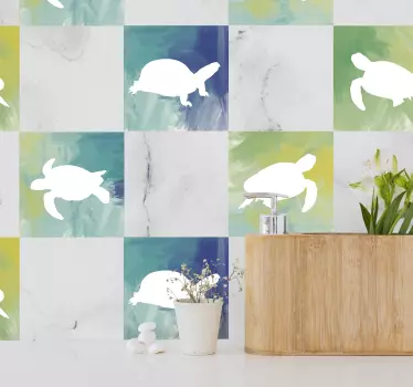 Värikäs kilpikonnapaketti laattatarrat - Tenstickers