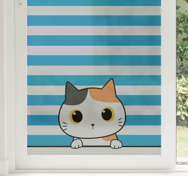 Värikäs kurkistava kissa Ikkunatarra - Tenstickers