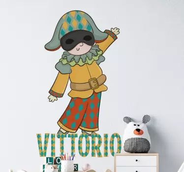 Värikäs narrihahmo seinätarra lastenhuone - Tenstickers