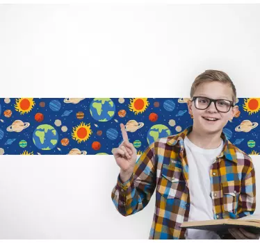 Värikäs planeettakuvio koristereunus tarra - Tenstickers