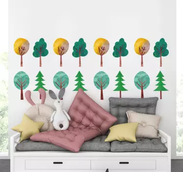 Värikäs puumotiivi luontoaiheinen seinätarra - Tenstickers