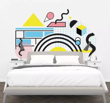 Värikkäitä geometrisia muotoja sängynpääty tarra - Tenstickers