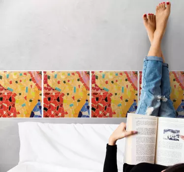 Värikäs realistinen mosaiikki koristereunus tarra - Tenstickers