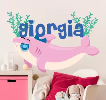Vauva hai nimeltä tyttö seinätarra lastenhuone - Tenstickers