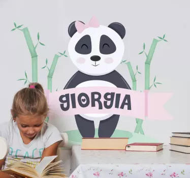 Vauva pandatyttö nimeltä seinätarra lastenhuone - Tenstickers