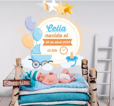 Seinätarra lastenhuone vauvan syntymätiedot - Tenstickers