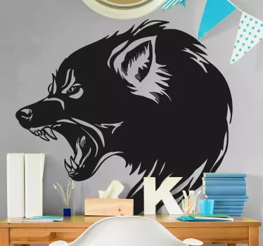 Vihainen suden pää Villieläintarra - Tenstickers