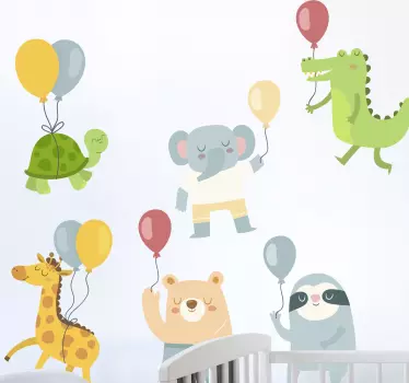 Viidakon eläimet ja ilmapallot Villieläintarrat - Tenstickers