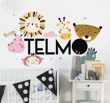 Viidakon eläimet nimellä kuvitus seinätarra - Tenstickers