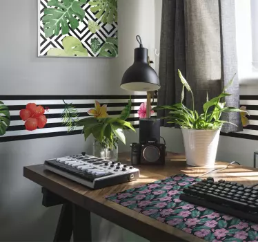 Viidakon painatus kukka seinätarra - Tenstickers