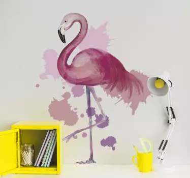 Vintage flamingo roiskeväreillä Ikkunatarra - Tenstickers