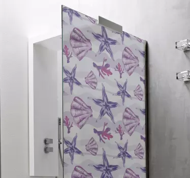 Violetti simpukka ja meritähti suihku Suihkuikkunatarra - Tenstickers