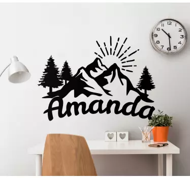 Vuori siluetti puiden kanssa luontotarra - Tenstickers