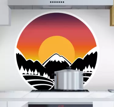 Vuoristomaisema auringonlasku seinätarra - Tenstickers