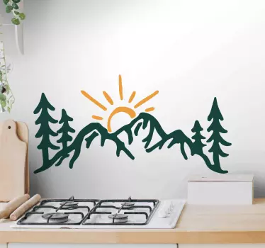 Vuoristosaapumisen aamuvalo seinätarra - Tenstickers