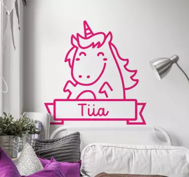Yksisarvinen nimi lastenhuoneen seinätarrat - Tenstickers