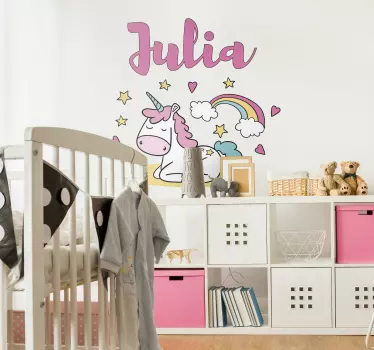 Yksisarvisen nimen tarran yksilöllinen tarra - Tenstickers