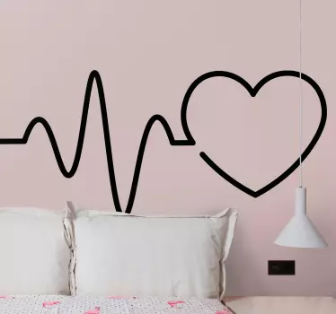 Yksivärinen sydämen ekg sänkypäätytarra - Tenstickers