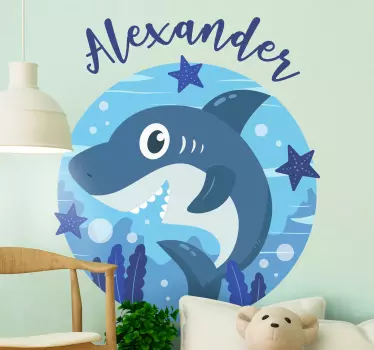 Ystävällinen hai hahmo kissatarra ja koiratarra - Tenstickers