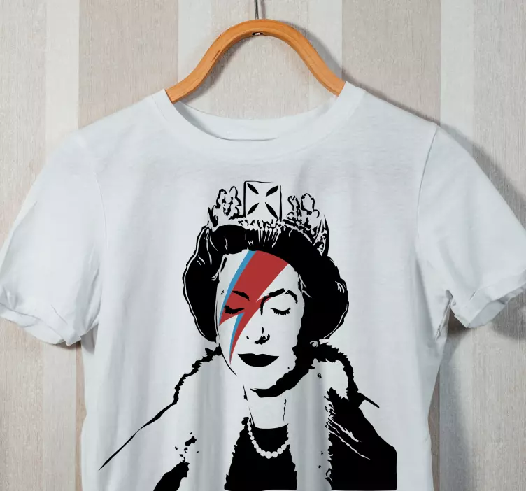 Banksy queen elizabeth bowie custom t-paita - Tenstickers
