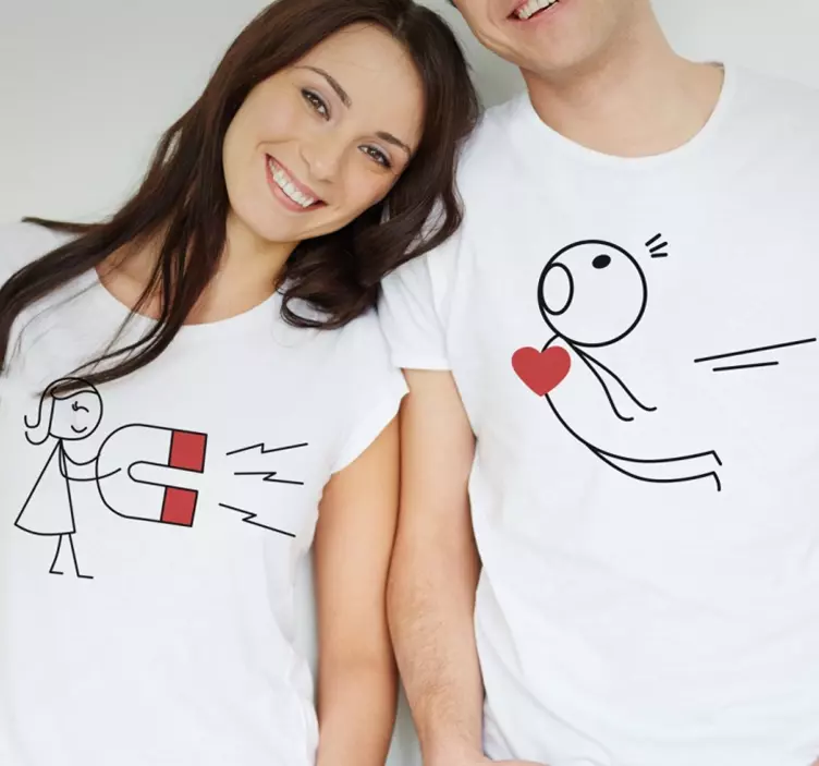 Couple T Shirts Magneettinen sydän - Tenstickers