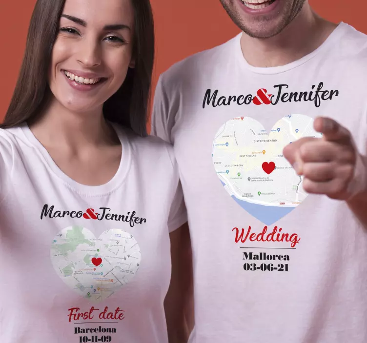 Erityisten hetkien paikat Couple t shirts - Tenstickers