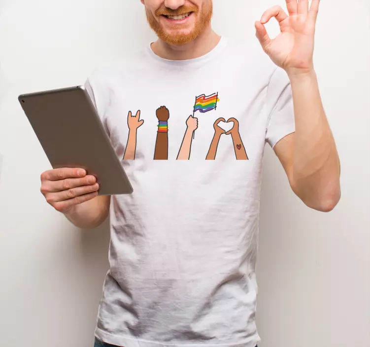 Gay pride doodle-tyylinen mukautettu t-paita - Tenstickers