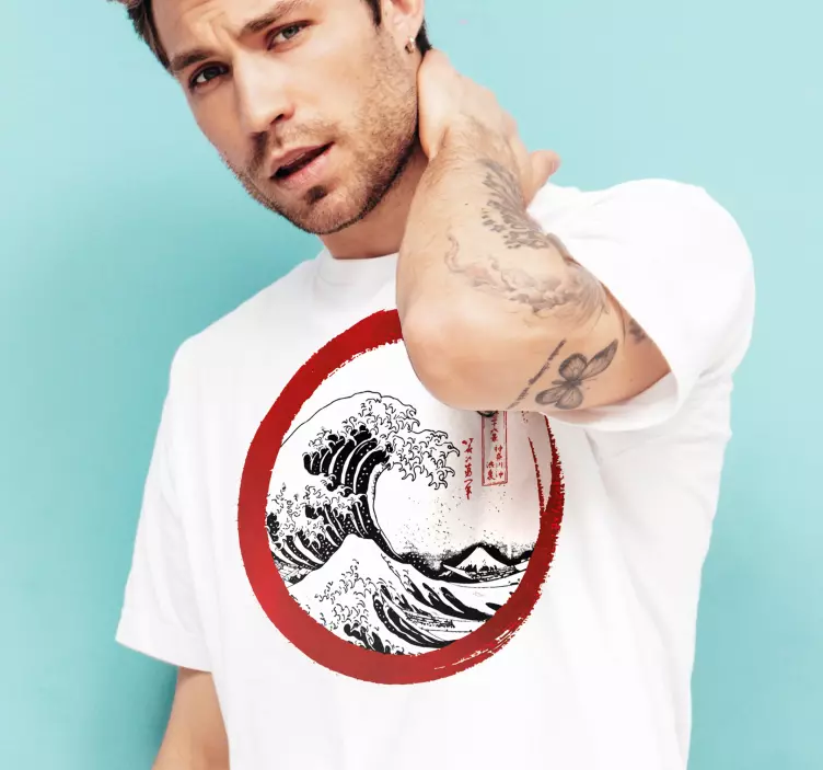 Kanagawan mukautetun t-paidan suuri aalto - Tenstickers