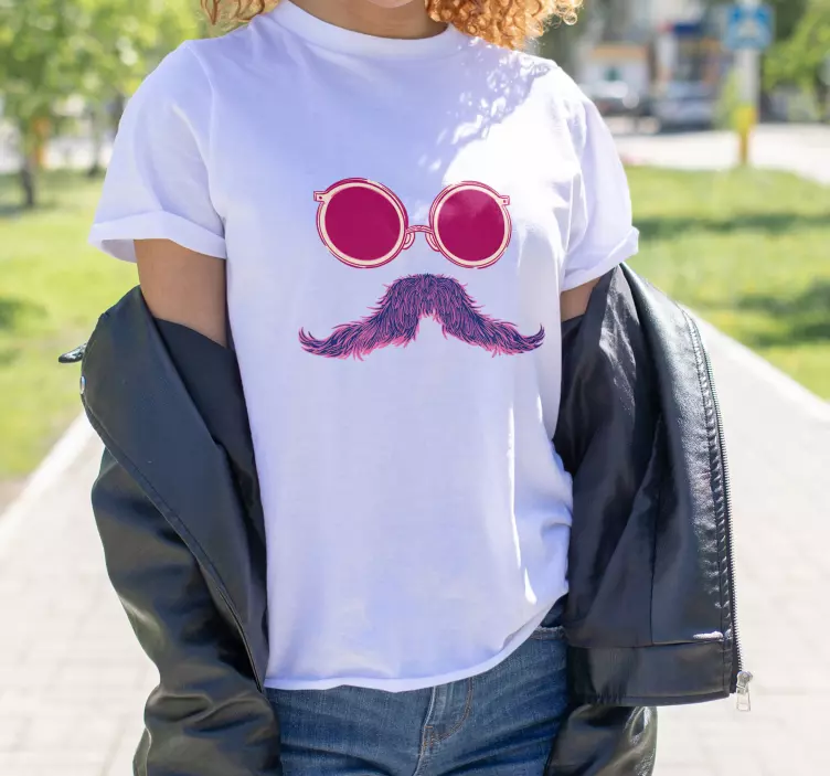 Lasit ja hipsteri viikset t-paita - Tenstickers