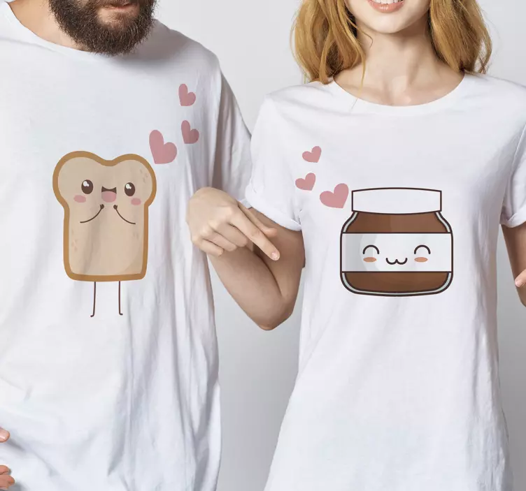 Leipää ja nutellaa samanlaiset Couple t shirts - Tenstickers