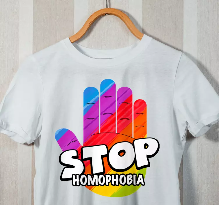 Lopeta homofobia käsite käsi mukautettu t-paita - Tenstickers