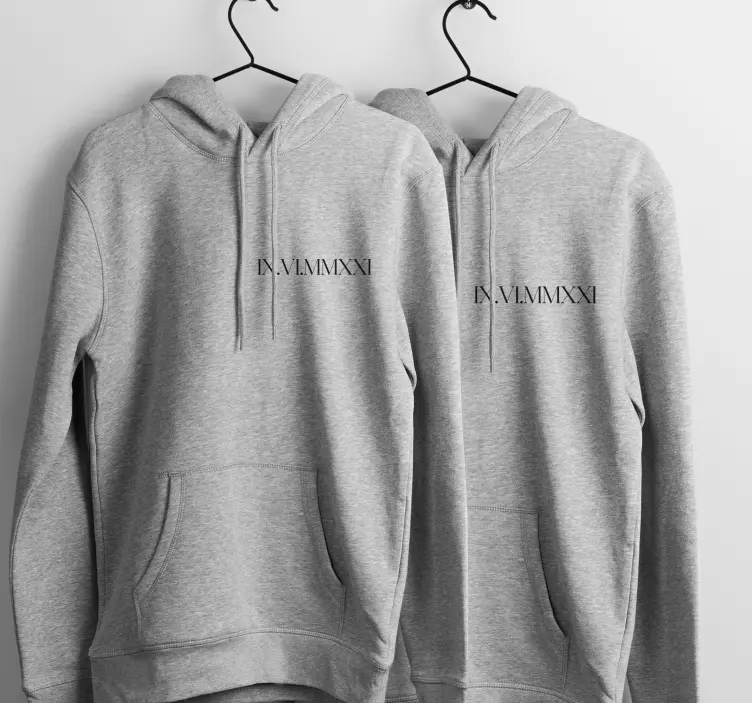 Mukautettu roomalainen päivämäärä Couple hoodies - Tenstickers