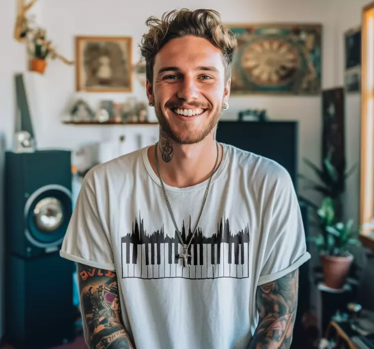 Näppäimistö ja ääniaalto t-paita - Tenstickers