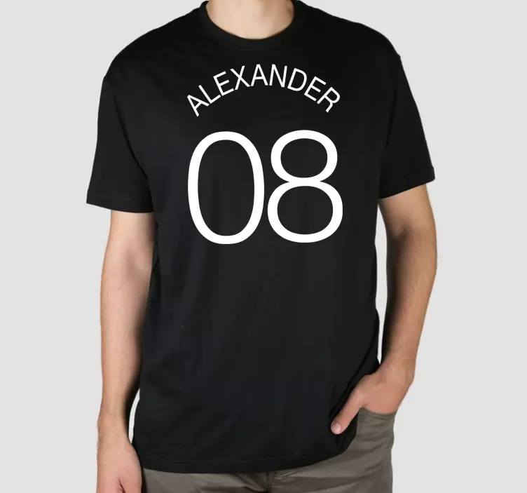 Valkoinen mukautettu numero ja nimi t-paidoissa - Tenstickers