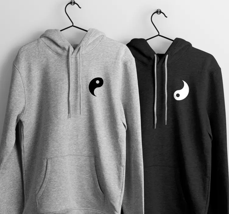 Yin & Yang Couple Hoodies - Tenstickers