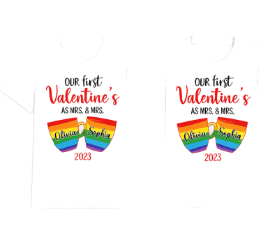 Lgbt ensimmäinen ystävänpäiväparin t-paita - Tenstickers